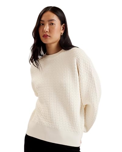Ted Baker Damen WMK-TEDTYY-Jacquard Knitted Crew Neck Sweater Pullover, Ivory, 40 Ted Baker Damen WMK-TEDTYY-Jacquard Knitted Crew Neck Sweater Pullover, Ivory, 40 von Ted Baker