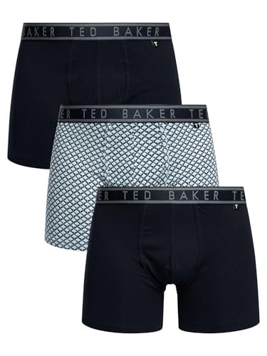 Ted Baker Herren 3-Pack Cotton Boxer Brief Retroshorts, Navy Ounslo/Palm Geo/Navy, L (3er Pack) von Ted Baker