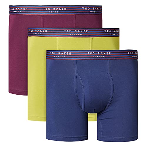 Ted Baker Herren 3-Pack Cotton Fashion Trunk Badehose, Potent Purple/Split PEA/Medieval Blue, Medium von Ted Baker