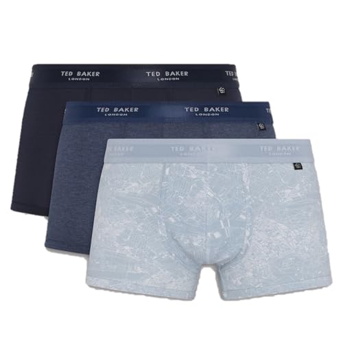 Ted Baker Herren 3-Pack Cotton Trunk Badehose, Marineblau/Dark Denim/Blue Alatri, S von Ted Baker