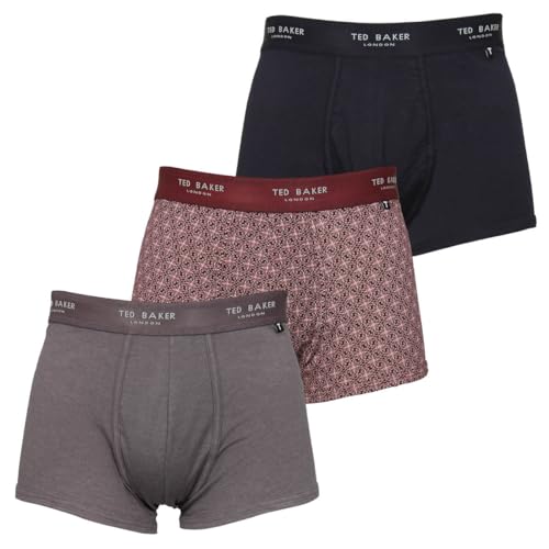 Ted Baker Herren-Boxershorts Dreierpack - Grau/blau/Sternblume Burgund - L von Ted Baker