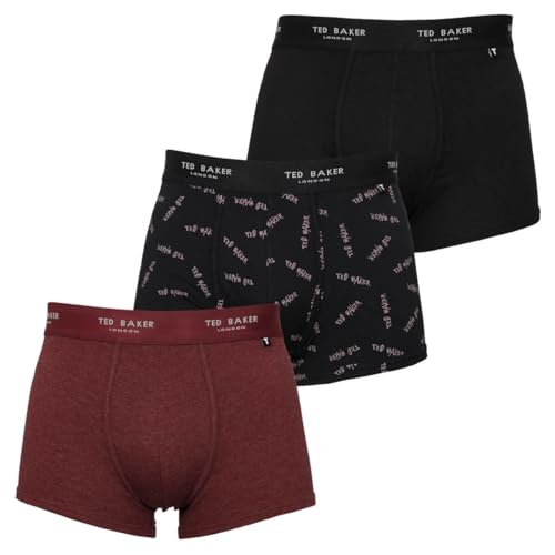 Ted Baker Herren-Boxershorts Dreierpack - Schwarz/Radicchio/Ted-Branding - M von Ted Baker