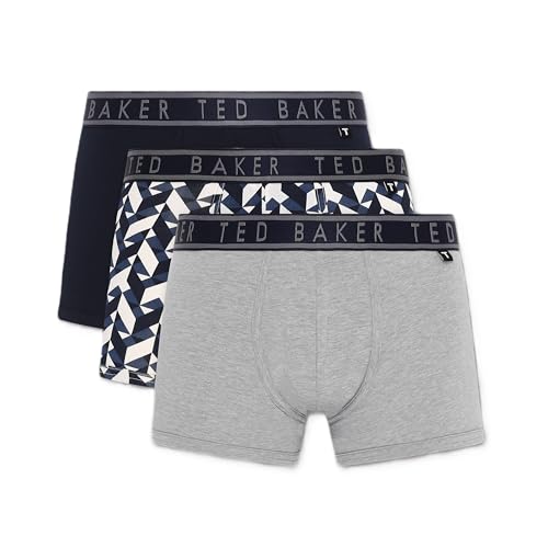 Ted Baker Herren-Boxershorts Dreierpack - Marine/Marine-Chevron/Heather Grey - M von Ted Baker