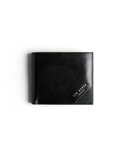 Ted Baker Herren Prugs Embossed Corner Leather Bifold Coin Wallet Reisezubehör-Bi-Fold-Brieftasche, Schwarz von Ted Baker