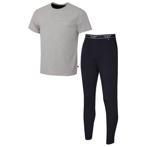 Ted Baker Herren-T-Shirt und Jogger Loungewear-Set - Hellgrau/Marineblau - L von Ted Baker
