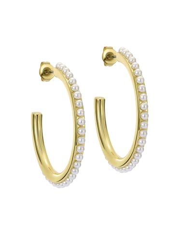 Ted Baker London Peraa Medium Pearl Creolen für Frauen (Gold/Perle), Messing, Perle von Ted Baker