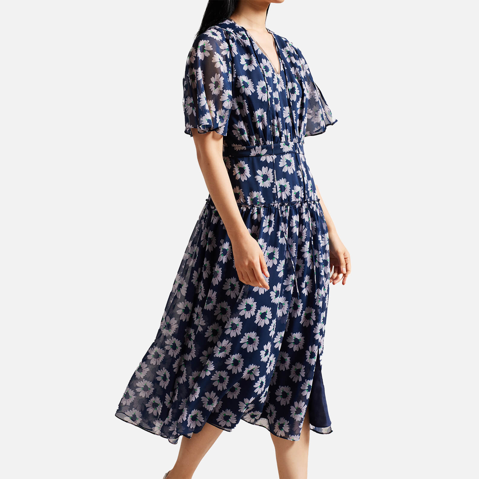 Ted Baker Marllee Floral Print Chiffon Midi Dress - UK 8 von Ted Baker