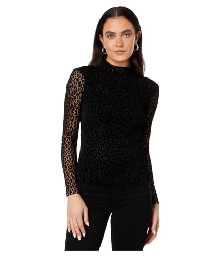 Ted Baker Merella High Neck Top in Flocked Leopard Black 4 (US 10) von Ted Baker