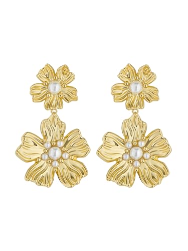 Ted Baker Petaria Blume Statement-Tropfenohrringe für Frauen (Goldton/Perle) von Ted Baker