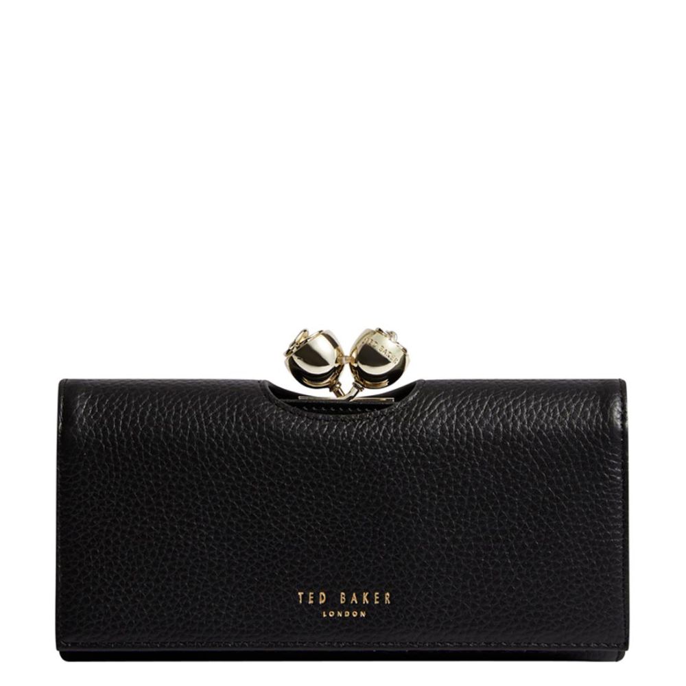 Ted Baker Roosali Rose Detail Leather Large Bobble Purse Black von Ted Baker