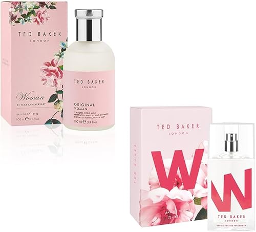 Ted Baker W and Woman Pink EDT Set mit W EDT, Kopfnoten von rosa Orchidee, Feigenblatt und weißer Pfingstrose, 75 ml, mit Woman Pink EDT, grüner, blumiger Damenduft, 100 ml von Ted Baker