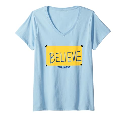 Damen Ted Lasso Believe Sign T-Shirt mit V-Ausschnitt von Ted Lasso