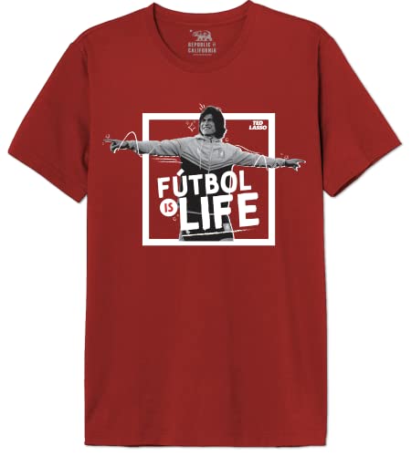 Ted Lasso « Futbol is Life » METEDLASTS006 T-Shirt Herren, Rot, Größe M von cotton division