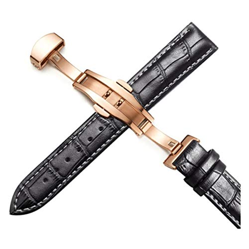 Leder Uhrenarmbänder 12 / 24mm Universal-Uhr-Schmetterlings-Schnallen-Band-Stahlwölbungs-Bügel 22mm Uhrenarmband-Rosegold Schwarz Weiß, 15mm von Tedbear