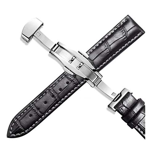 Leder Uhrenarmbänder 12 / 24mm Universal-Uhr-Schmetterlings-Schnallen-Band-Stahlwölbungs-Bügel 22mm Uhrenarmband-Silber-Schwarz-Weiß, 18mm Leder Uhrenarmbänder 12 / 24mm Universal-Uhr-Schmetterlings-Schnallen-Band-Stahlwölbungs-Bügel 22mm Uhrenarmband-Silber-Schwarz-Weiß, 18mm von Tedbear