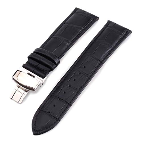 Leder Uhrenarmbänder 12mm 24mm Universal-Uhr-Schmetterlings-Schnallen-Band-Stahl Faltschließe Uhrenarmband Ersatz Schwarz, 15mm von Tedbear