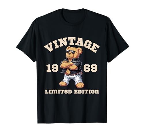 Herren Vintage 56. Geburtstag 1969 Born Teddybär T-Shirt von Teddy Bear 56 Years Birthday Shirt 1969