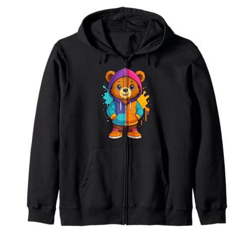 Bunter Teddybär-Liebhaber, ästhetisch, urbaner Teddybär, Damen Kapuzenjacke Bunter Teddybär-Liebhaber, ästhetisch, urbaner Teddybär, Damen Kapuzenjacke von Teddy Bear Art Streetwear Hip Hop Culture Kids Boy