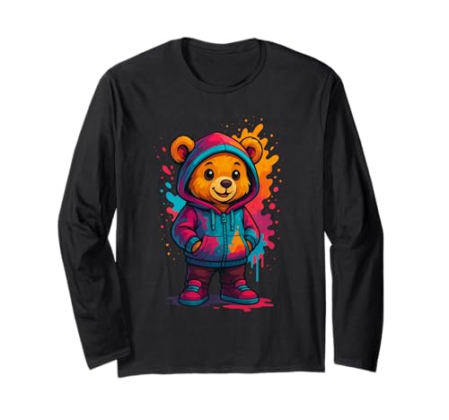 Bunter Teddybär-Liebhaber, ästhetisch, urbaner Teddybär, Damen Langarmshirt von Teddy Bear Art Streetwear Hip Hop Culture Kids Boy