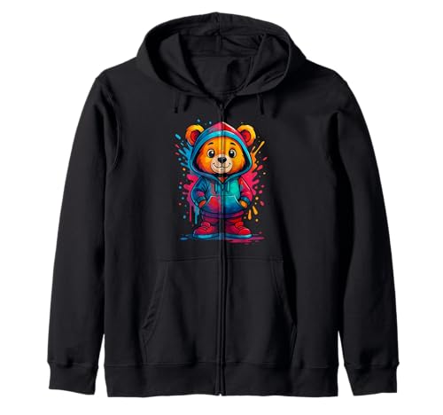 Bunter Teddybär-Liebhaber, ästhetisch, urbaner Teddybär für Mädchen Kapuzenjacke Bunter Teddybär-Liebhaber, ästhetisch, urbaner Teddybär für Mädchen Kapuzenjacke von Teddy Bear Art Streetwear Hip Hop Culture Kids Boy