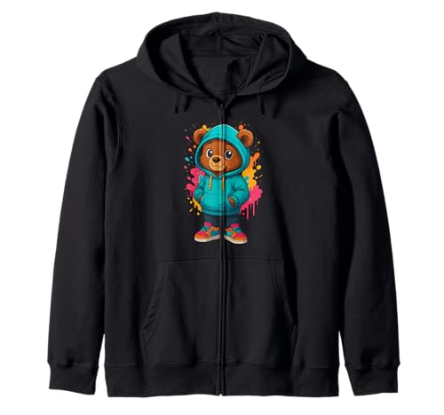 Bunter Teddybär-Liebhaber, ästhetisch, urbaner Teddybär für Mädchen Kapuzenjacke Bunter Teddybär-Liebhaber, ästhetisch, urbaner Teddybär für Mädchen Kapuzenjacke von Teddy Bear Art Streetwear Hip Hop Culture Kids Boy