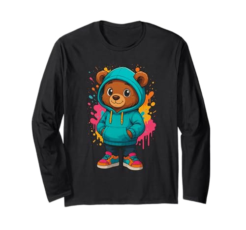 Bunter Teddybär-Liebhaber, ästhetisch, urbaner Teddybär für Mädchen Langarmshirt von Teddy Bear Art Streetwear Hip Hop Culture Kids Boy