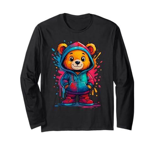 Bunter Teddybär-Liebhaber, ästhetisch, urbaner Teddybär für Mädchen Langarmshirt von Teddy Bear Art Streetwear Hip Hop Culture Kids Boy