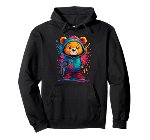 Bunter Teddybär-Liebhaber, ästhetisch, urbaner Teddybär für Mädchen Pullover Hoodie von Teddy Bear Art Streetwear Hip Hop Culture Kids Boy