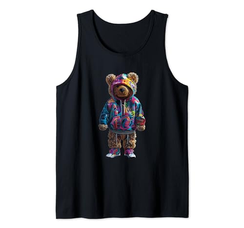 Bunter Teddybär Herren Damen Kinder Hip Hop Tank Top von Teddy Bear Colorful Men WomenDesigns Hip Hop