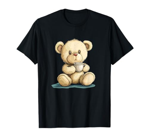 Süßer Teddybär mit einem dampfenden Cup Outfit für Erwachsene und Kinder T-Shirt von Teddy Bear Cup