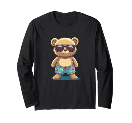 Lustiger praller Teddybär in Badeshorts für Jungen und Mädchen Langarmshirt Lustiger praller Teddybär in Badeshorts für Jungen und Mädchen Langarmshirt von Teddy Bear swim trunks