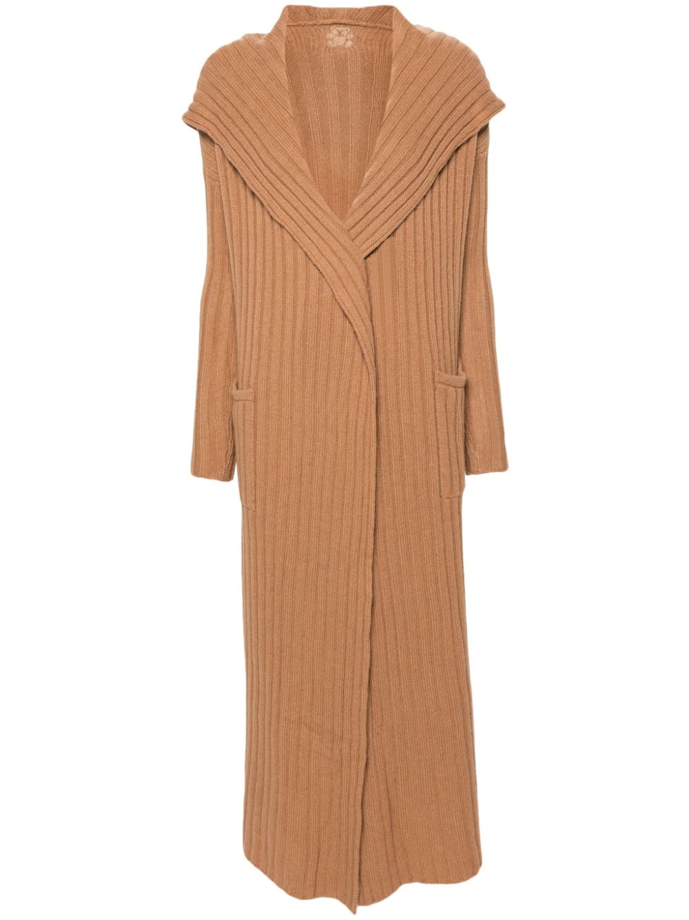 Teddy Cashmere Gerippter Amalfi Cardigan mit Reißverschluss - Nude von Teddy Cashmere