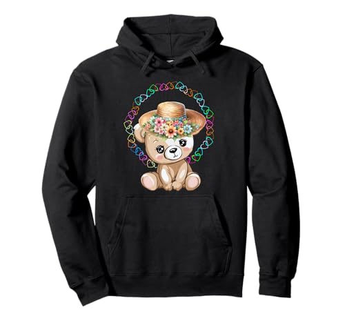 60er Retro Bär Teddy Kinder Mädchen Teddybär Blumen Pullover Hoodie von Teddy Teddybär Bär
