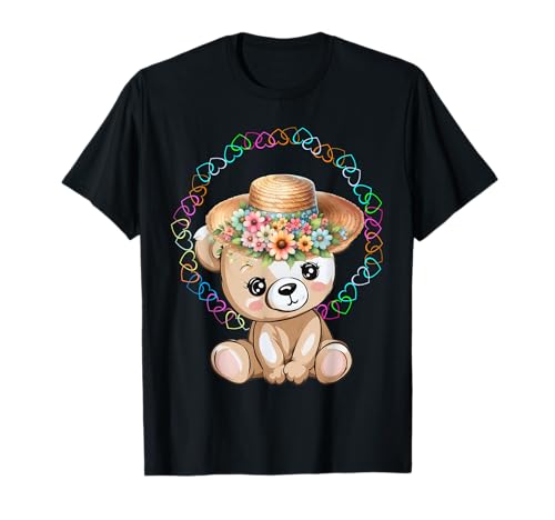 60er Retro Bär Teddy Kinder Mädchen Teddybär Blumen T-Shirt von Teddy Teddybär Bär
