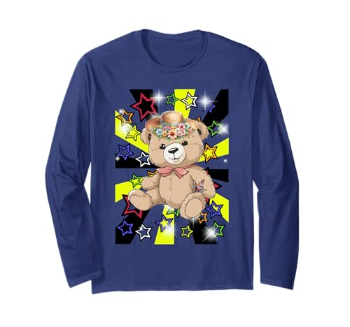 Retro Bär Sommer Teddys Kinder Mädchen Bären Teddybär Langarmshirt von Teddy Teddybär Bär