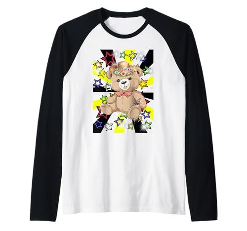 Retro Bär Sommer Teddys Kinder Mädchen Bären Teddybär Raglan von Teddy Teddybär Bär