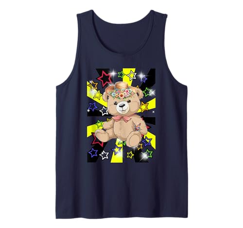Retro Bär Sommer Teddys Kinder Mädchen Bären Teddybär Tank Top von Teddy Teddybär Bär