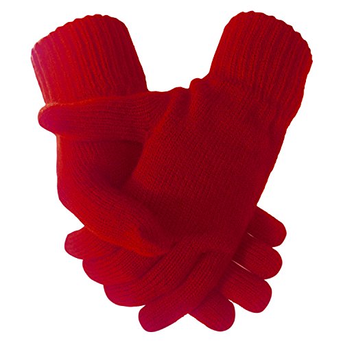 Damen Super Weich Warm Feinstrick Thermo Winterhandschuhe - Damen, Rot, Einheitsgröße von TeddyT's