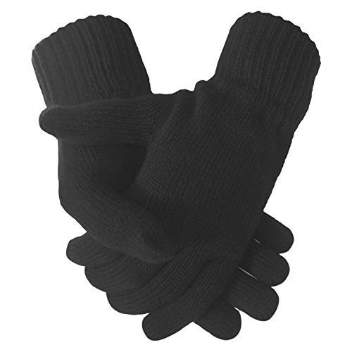 Damen Super Weich Warm Feinstrick Thermo Winterhandschuhe - Schwarz, Einheitsgröße von TeddyT's