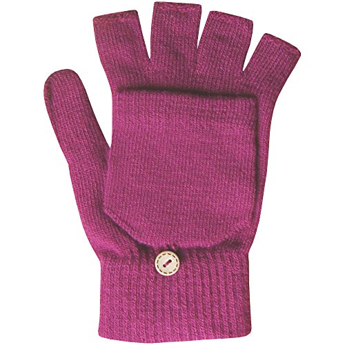 Damen gestrickte Thermo-Handschuhe, 2-in-1-Modell, Fingerlose Handschuhe und Fäustlinge. Gr. Einheitsgröße, himbeere von TeddyT's