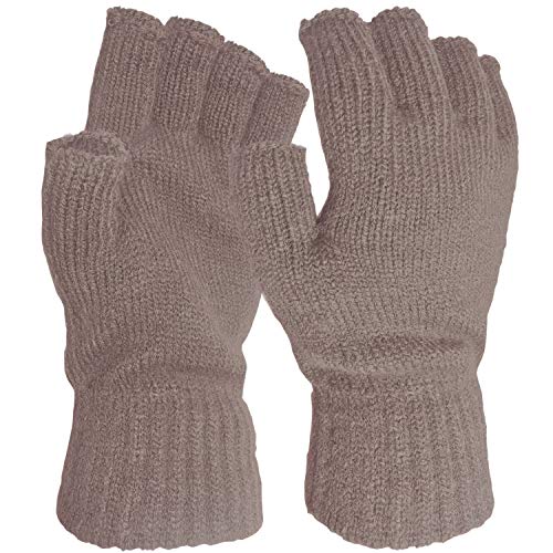 TeddyT's Damen Super Soft Warm Fine Knit Thermo Fingerlose Winter Handschuhe Gr. Einheitsgröße, taupe von TeddyT's