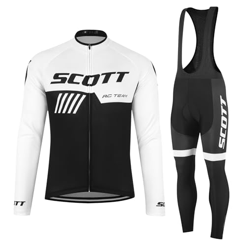 Tedila Radtrikot Langarm Herren Set Rennrad Trikot Fahrradtrikot Radsportanzüge mit 5D Gepolsterte Trägerhosen Frühling Herbst von Tedila