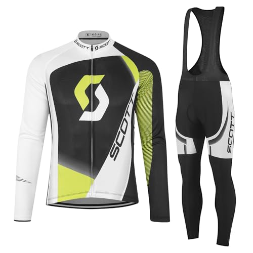 Tedila Radtrikot Langarm Herren Set Rennrad Trikot Fahrradtrikot Radsportanzüge mit 5D Gepolsterte Trägerhosen Frühling Herbst von Tedila