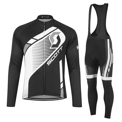 Tedila Radtrikot Langarm Herren Set Rennrad Trikot Fahrradtrikot Radsportanzüge mit 5D Gepolsterte Trägerhosen Frühling Herbst von Tedila