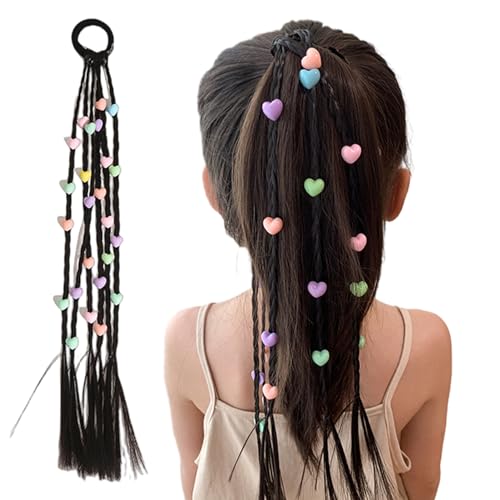 Geflochtene Stirnbandperücke,2-in-1-Haarring für Mädchen mit hohem Pferdeschwanz-Stirnband | Haarstyling-Zubehör für Kinder, Haarteile für Party, Zuhause, Schule, Reisen, Dating Tedious von Tedious