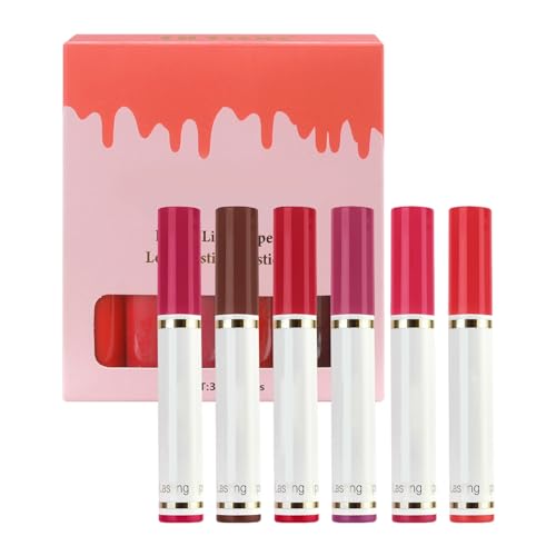 Lipliner Set | 6/12 Stk Flüssige Lipliner Stain | Langanhaltendes Wasserfestes Mattes Lippenstift Lip Plumper Set | Präzise Lippenmarker, Lipgloss, Make-up-Lippenstift-Sets für Frauen (6 Farben) von Tedious