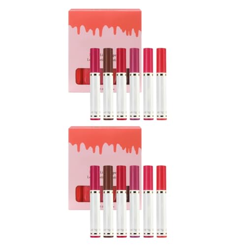 Lipliner Set | 6/12 Stk Flüssige Lipliner Stain | Langanhaltendes Wasserfestes Mattes Lippenstift Lip Plumper Set | Präzise Lippenmarker, Lipgloss, Make-up-Lippenstift-Sets für Frauen (6 Farben) von Tedious