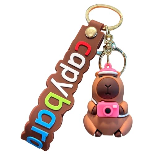 Tedious Capybara Schlüsselanhänger, süßer Capybara Schlüsselanhänger - Lustiger Cartoon-Capybara-Schlüsselanhänger | 6,6 cm/2,4 Zoll Schlüsselhalter Rucksack Geldbörse Anhänger für Jungen und Mädchen von Tedious