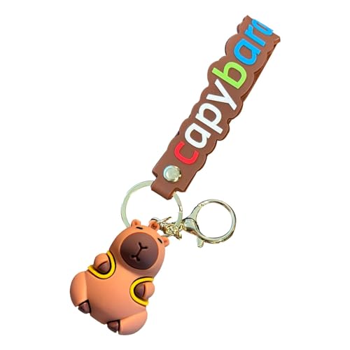 Tedious Capybara-Schlüsselanhänger-Spielzeug, Cartoon Capybara Schlüsselanhänger Charm Rucksack Geldbörse Anhänger, Unisex, Braun von Tedious
