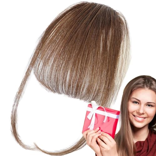 Tedious Clip-in-Pony-Echthaar, Bang-Clip-in-Echthaar | Clip-on-Air-Bangs-Echthaarverlängerungen - Naturfarbene Fransen-Haarteile, stilvolle Haarverlängerung mit ordentlichem Pony für Mädchen und von Tedious